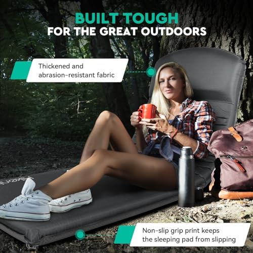 Hikenture Self Inflating Sleeping Pad for Camping, 3'' Ultra Thick Camping Pad with Pillow, 9.5 R-Value Insulated Camping Mattress, 4-Season Inflatable Foam Camping Mat for Car, Tent, Cot