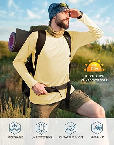 Roadbox Mens UPF 50+ UV Sun Protection Shirts Outdoor Long Sleeve SPF Rash Guard for Fishing Hiking Swimming Running