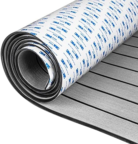 OCEANBROAD EVA Foam Boat Flooring with 3M Adhesive Backing Marine Self-Adhesive Decking 96''x45.6''/36''/28.8''/16.8'', 48''x16.8'' Faux Teak Sheet for Jon Boats Swim Platform Helm Pad RV Floor
