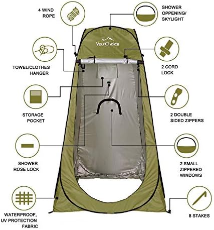Your Choice Pop Up Privacy Shower Tent - Portable Changing Tent for Camping, Beach & Hiking - 6.2FT Lightweight with Carry Bag, Quick Setup & Full Coverage