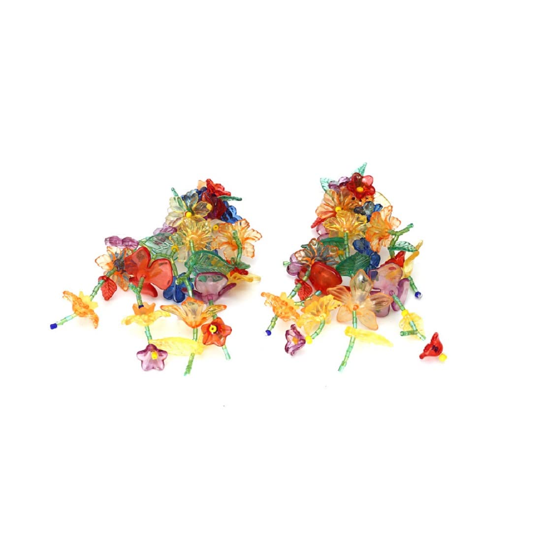Hypoallergenic Rainbow Flower Floral Statement Dangle Earrings - Colorful Tassel, Beaded Leaf Cluster Drop Earrings