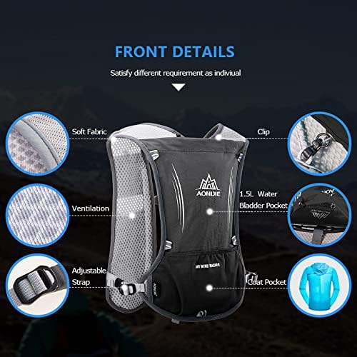 AONIJIE Hydration Backpack Running Vest, 5L Capacity, Multi-Pocket Design, Breathable and Lightweight, Pack for Outdoor Sports - Running, Cycling, Climbing and Hiking
