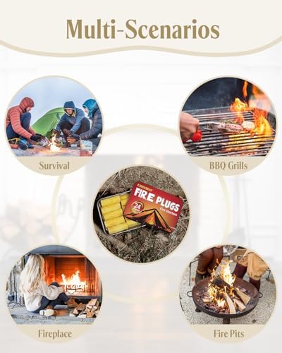 Fire Plugs Fire Starters - Windproof Fire Starter for Campfires Long Brun Time - Fire Starters for Fireplace,Chimney,BBQ Grill,Camping Fire,Wood Stove - Emergency Survival Tools 72pcs
