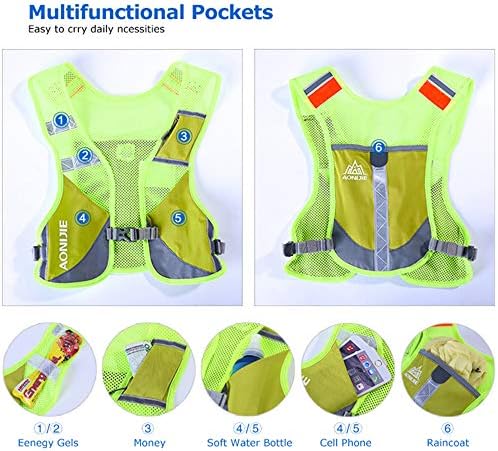 AONIJIE Men Women Ultralight Running Vest Pack Reflective Breathable Hydration Backpack for Hiking Camping Marathon Cycling Race (Gray- with 2 pcs 250ml Bottles)