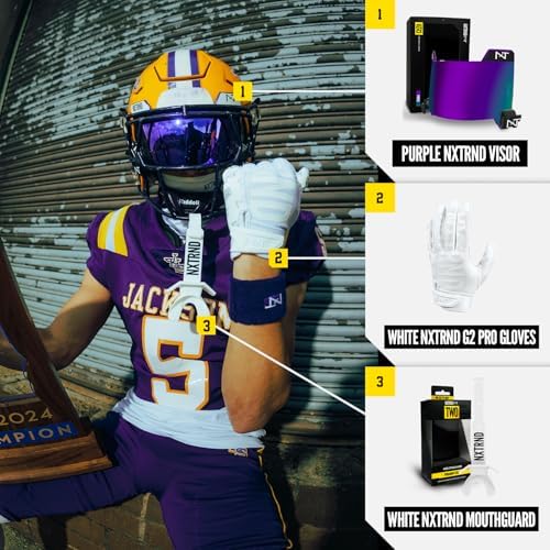 Nxtrnd Two Football Mouth Guard, Football Mouthpiece with Strap, Fits Adult & Youth (White)