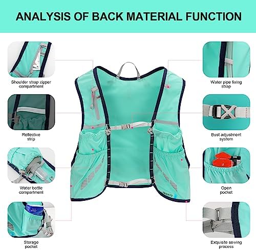 INOXTO Running Hydration Vest Backpack,Lightweight Insulated Pack with 1.5L Water Bladder Bag Daypack for Hiking Trail Running Cycling Race Marathon for Women Men