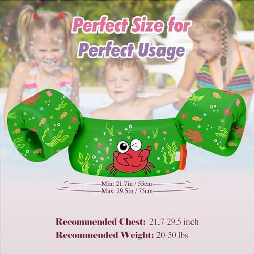 HeySplash Swim Vest for Kids, Toddler Pool Floaties Fit 20-50/70 Lbs, Children Swimming Vest with Adjustable Strap, Swim Jacket Water Wing Arm Float, Puddle Sea Beach Boat Jumper Boy Girl Baby