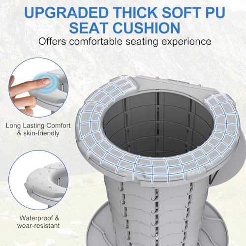 BLIKA Upgraded Retractable Portable Toilet with Cushion, 300LBS Adjustable Height Folding Toilet with Paper Holder, Travel Toilet Portable Camping Toilet, Soft Portable Toilet for Camping/Car