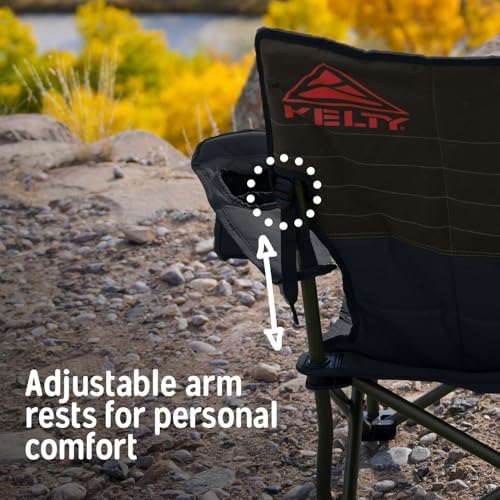 Kelty Deluxe Lounge Chair – Folding Outdoor Camp Chair, Insulated Cupholders, Customized Recline, Steel Frame, Padded Roll Storage, 2024 (Deep Lake)