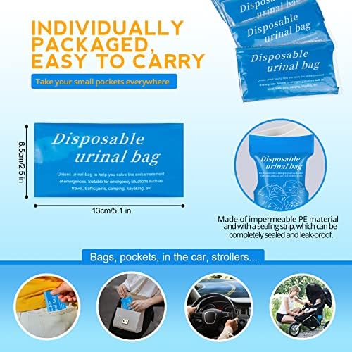 Disposable Emergency Urinal Bag, 8/12/20/24 Pack Portable Camping Pee Bags, Travel Pee Bags, Traffic Jam Emergency Portable Urine Bag, Vomit Bags, for Men Women Kids Children Patient