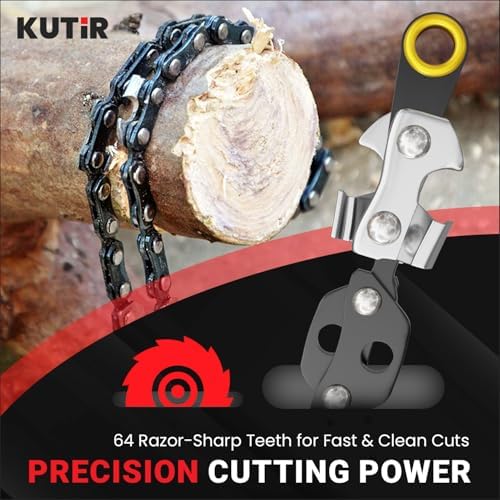 48 Inch High Limb Rope Saw – 360 Rope Chain Saw for Manual Tree Limb Cutting – Sharp Hand Chainsaw with Dual-Sided Blades – Fast and Easy Pocket Chainsaw with Ergonomic Handles and Carrying Case