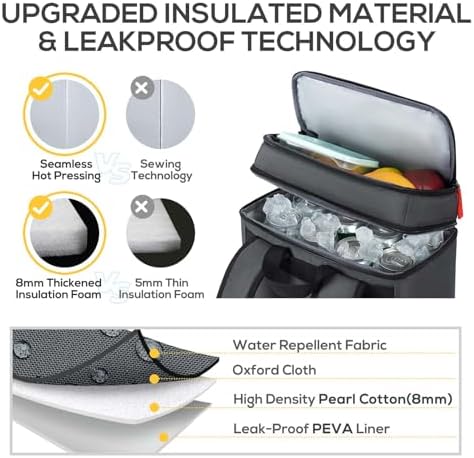 TOURIT Backpack Cooler Insulated Leak Proof 30 Can, 2 Thick Insulated Compartments Thermal Bag, Waterproof Lightweight Beach Travel Camping