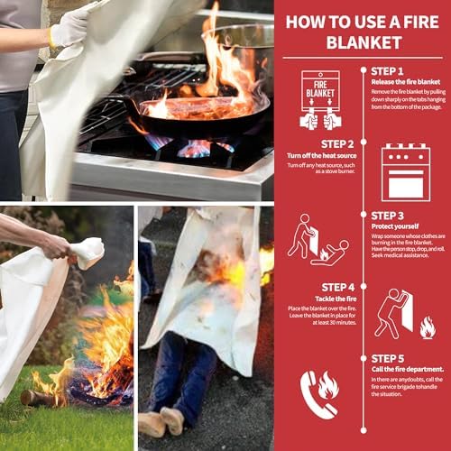 Fire Blanket for Kitchen and Home,40" x 40", Fiberglass Emergency Fire Blanket,4 Pack