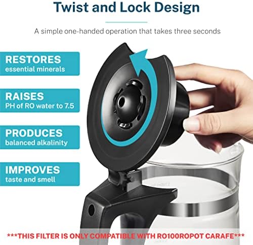 Bluevua Remineralization Filter for RO100ROPOT, Alkaline Water Pitcher Filters for Better Taste and Smell. Remineralize and Increase pH for Pure Drinking Water