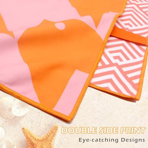 Eunzel 2 Pack Microfiber Beach Towel, Quick Dry Travel Towel Large Sand Free Towel for Beach, Camping, Swim Pool, Gym, Sports& Yoga 71"x32", Fish
