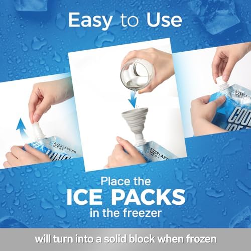 Everlasting Ice RX Reusable Ice Packs for Cooler (4 Pack) Up to 48 Hours Freezer Packs for Coolers and Lunch Boxes | 10 x 10 in | Cooler Ice Packs for Camping, Fishing, Beach, Road Trips