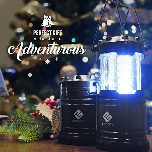 Etekcity Lantern Camping Essentials Lights, Led Flashlight for Power Outages, Tent Lights for Emergency, Survival Gear and Supplies for Hurricane, Battery Operated Lamp, 2 Pack, Black