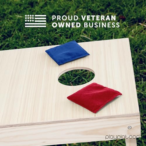 Play Platoon Cornhole Bags Weather Resistant- Set of 8 Regulation Bean Bags for Tossing- Official Professional Size & Weight Corn Hole Bags Two Color All Weather Cornhole Beans Bag Set with Tote Bag