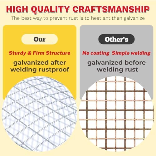 Hardware Cloth,1/2inch 48inx100ft 19 Gauge,Double-Layer Hot-Dip Galvanizing After Welding,Chicken Wire Fence Wire Mesh Fence Poultry Netting Garden Fence Tree Guard Rolls