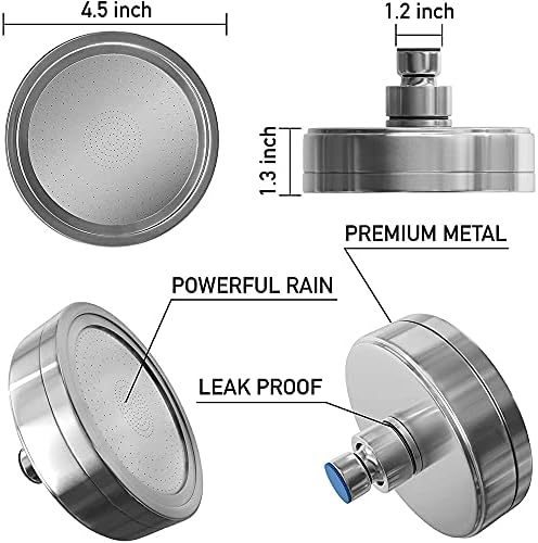 AquaHomeGroup Luxury Filtered Shower Head (Metal) 2 Cartridges Vitamin C+E+A + 5 Shower Caps - Reduses Chlorine & Sediments - Consistent Water Pressure - Massage and SPA Effery Shower Head