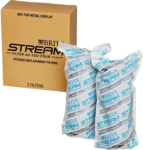 Brita Stream Pitcher Water Filter for Pitchers and Dispensers, BPA-Free, Replaces 1,800 Plastic Water Bottles a Year, Lasts Two Months or 40 Gallons, Includes 2 Filters