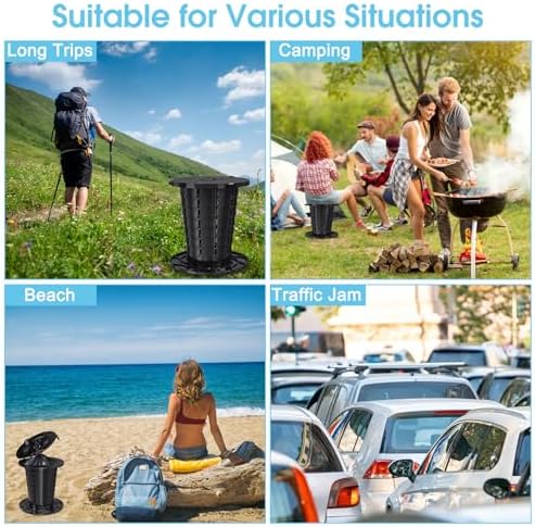 Upgrade Retractable Portable Toilet, Camping Toilet with 8 Gallon Bags for Adults Kids, Height Adjustable Foldable Travel Toilets Portable Potty, Perfect for Outdoor Emergency Use