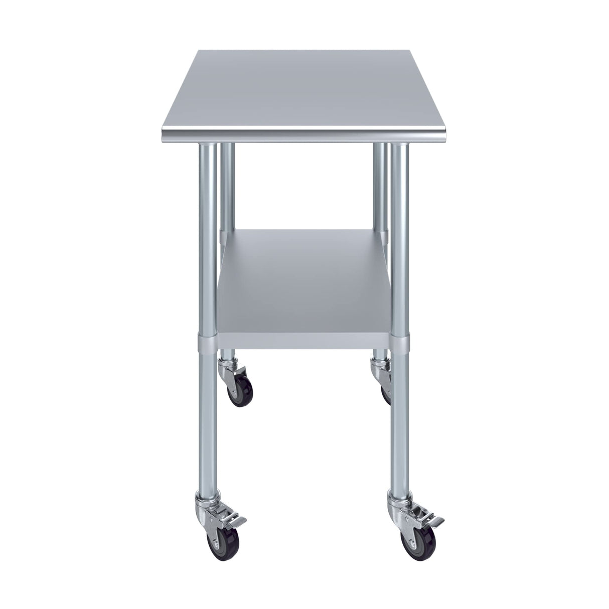AmGood 30 in. x 24 in. Stainless Steel Work Table with Wheels | Metal Kitchen Food Prep Table | NSF