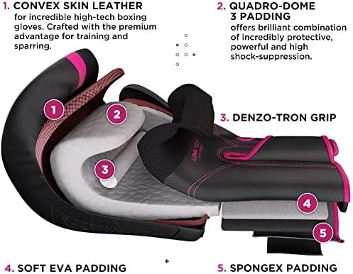 RDX Boxing Gloves, Pro Training Sparring, Maya Hide Leather, Muay Thai MMA Kickboxing, Men Women Adult, Heavy Punching Bag Focus Mitts Pads Workout, Ventilated Palm, Multi Layered, 8 10 12 14 16 18 Oz