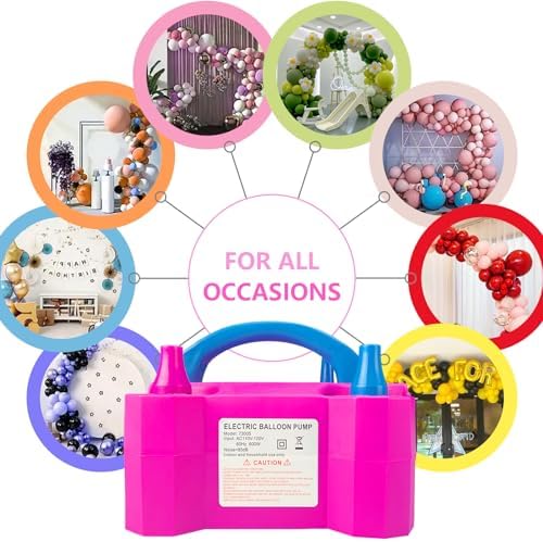 SINBEE Balloon Pump, Balloon Pump Electric, Portable Dual Nozzle Electric Blower Air Pump Inflator for Party Decoration. Faster and Save Time