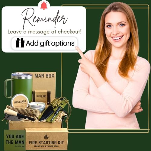 Man Box, Gift Box for Men- Birthday Gifts for Men, Mens Gift Basket, Gifts for Him- Cool Camping Gift Sets for Guys, Son, Brother, Boyfriend, Dad, Husband, Male, Friend