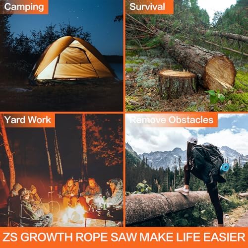 53 Inch High Limb Rope Saw with 14oz Throw Weight Bag, Hand Chainsaw with 68 Sharp Teeth Blades on Both Sides, Hand Rope Chain Saw Kit Includes Ergonomic Handles and Storage Case