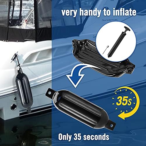 Affordura Boat Fender 4 Pack Boat Bumpers Fenders with 4 Ropes, Boat Bumpers for Pontoon Boat Fenders Inflatable