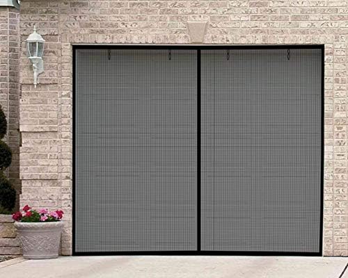 Garage Screen Doors for 1 Car Garage, 8x7Ft Magnetic Closure Heavy Duty Weighted Bottom Screen Self Sealing Fiberglass Mesh Anti Annoying Animals Retractable Net-Easy Assembly & Pass-Through (Black)