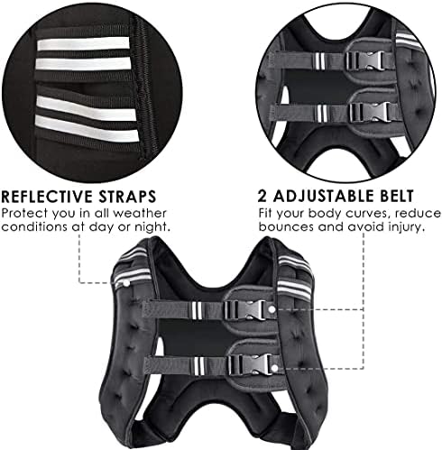Prodigen Weighted Vest for Women and Men 8 12 16 20 25 30 Lbs with Reflective Stripe and Double Adjustable Buckle Straps Weight Vests for Strength Training, Jogging, Cardio, Weight Loss
