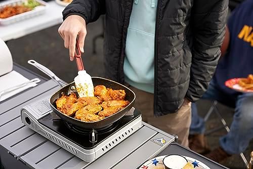 Chef Master 15,000 BTU Portable Butane Camping Stove COMBO with 4 x 8oz. Butane Fuel Canister, Double Wind-Guard Portable Stove Burner for Emergency, Road Trip, Backpacking & Camping Essential - 90019