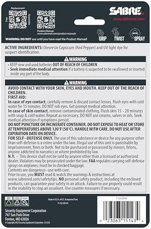 SABRE Runner Pepper Gel, Maximum Police Strength OC Spray, Reflective Hand Strap for Easy Carry & Quick Access, 0.67 fl oz, Secure & Easy to Use Safety, Optional Clip-On Alarm & LED Armband Combos