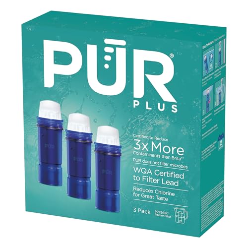 PUR Plus Water Filter Replacement for Pitchers & Dispensers, 6-Month Supply, 3 Count, Blue (PPF951K3)