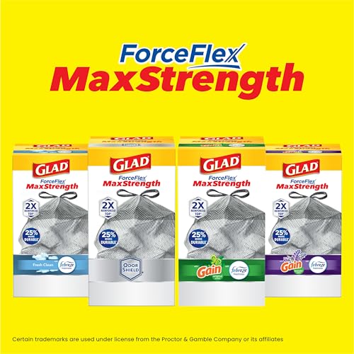Glad Tall Kitchen Trash Bags 20 Gallon, XL MaxStrength Febreze Fresh Clean Garbage Bags, Drawstring, 80 Count