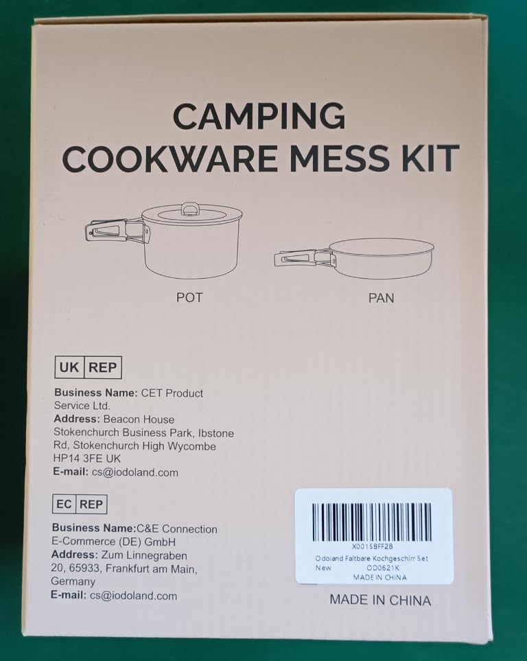 Odoland 15pcs Camping Cookware Non-Stick Lightweight Camping Pots and Pans Set with Plastic Plates Bowls Soup Spoon for Camping, Backpacking, Outdoor Cooking and Picnic