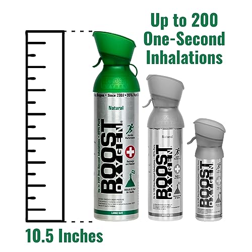 Boost Oxygen Large Natural 10L Canister | Respiratory Support for Aerobic Recovery, Altitude, Performance & Health (6 Pack)