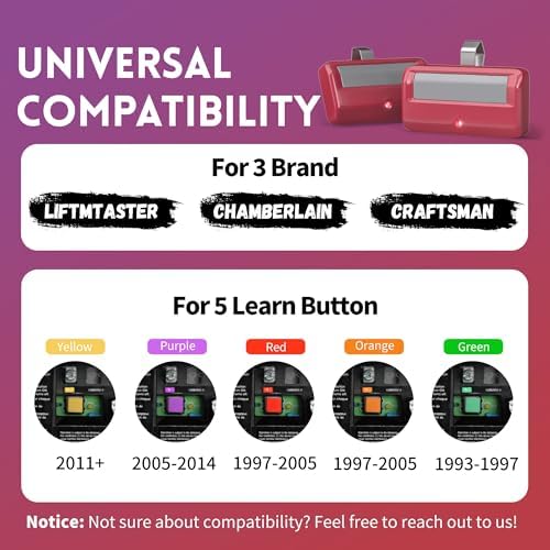 2 for Chamberlain Craftsman Garage Door Opener Remote 891LM 971LM Universal,Red