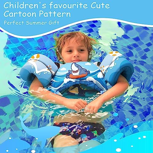 Chriffer Kids Swim Vest Life Jacket for 22-66 Pounds Boys and Girls, Toddler Floaties with Shoulder Harness Arm Wings for 2,3,4,5,6,7 Years Old Baby