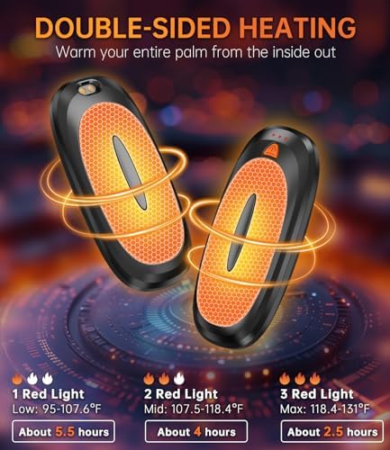 Hand Warmers Rechargeable with 10000mAh Charging Case, 2000mAh Portable Hand Warmers 2 Pack, Reusable Electric Pocket Heater for Hunting, Camping Gear, Outdoors, Gifts for Christmas