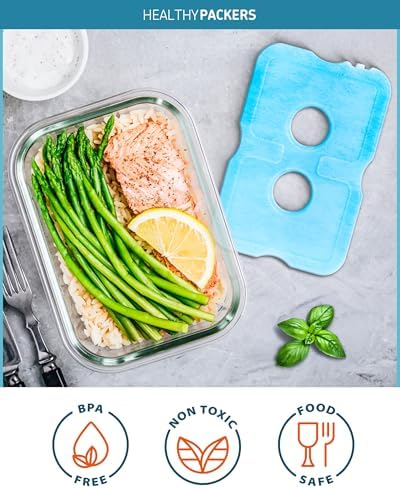 Healthy Packers Ice Packs for Lunch Boxes & Coolers - Freezer Packs - Original Cool Pack | Cooler Accessories for Beach, Camping & Fishing | Slim & Long-Lasting Reusable Ice Pack for Cooler