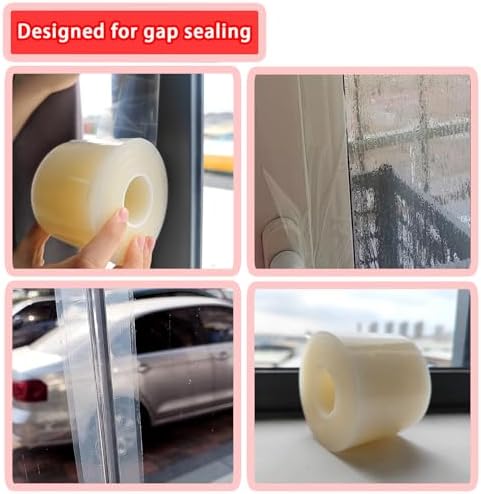 Birllaid Transparent Window Weather Sealing Tape, 3 Inch x 33 Yards, Window AC Insulation Air Conditioner Sealing Tape, No Residue, Clear