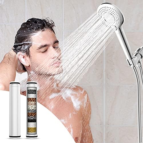 FEELSO Shower Filter for Handheld Shower Head, 2 Pack 15 Stage Replacement Filters for Hard Water Remove Chlorine and Harmful Substances