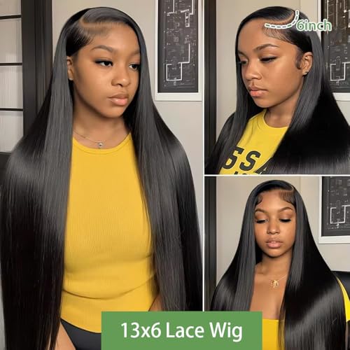 Knosps 30 Inch 13x6 Lace Front Wigs Human Hair Pre Plucked Straight HD Lace Front Wigs Human Hair 180 Density 13x6 Frontal Wigs Human Hair with Baby Hair Straight Glueless Wigs Human Hair for Women