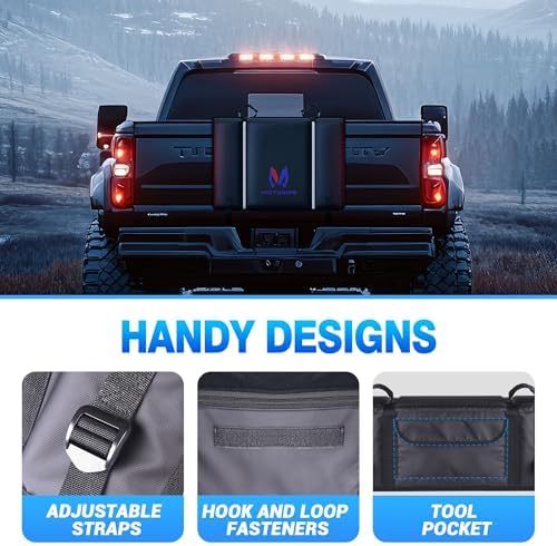 MICTUNING Tailgate Bike Pad for Mountain Bike, Secure 2 Bikes on Truck, ScratchResistant Tailgate Pad with Reflective Strips and Tool Pocket, for Outdoor Bicycle Transportation