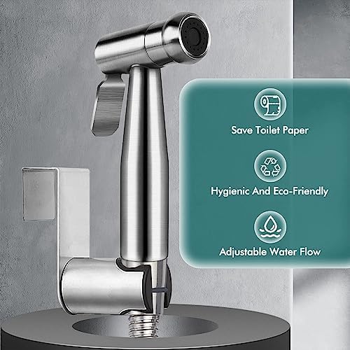 Handheld Bidet Sprayer for Toilet,Premium SUS304 Stainless Steel Bathroom Bidet Sprayer Attachment Set with Anti-Leak Hose&High Pressure, Ideal for Feminine Wash, Cloth Diaper Cleaning&Muslim Shower