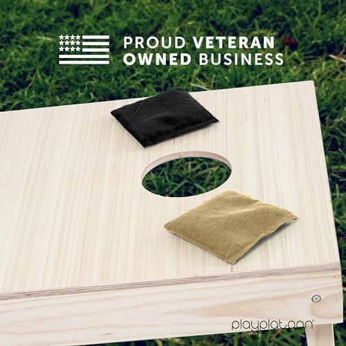 Play Platoon Cornhole Bags Weather Resistant- Set of 8 Regulation Bean Bags for Tossing- Official Professional Size & Weight Corn Hole Bags Two Color All Weather Cornhole Beans Bag Set with Tote Bag